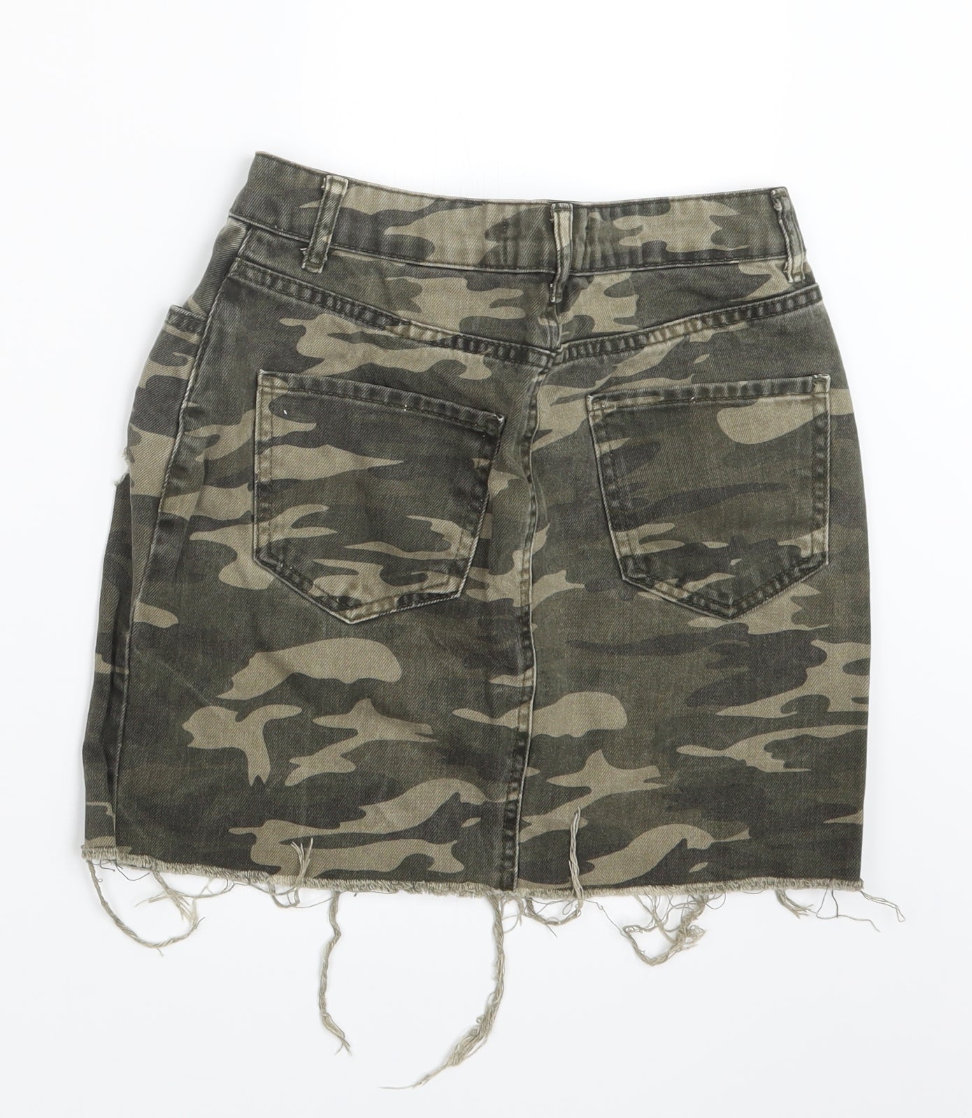 New Look Girls Green Camouflage Denim Straight & Pencil Skirt Size 13 Years