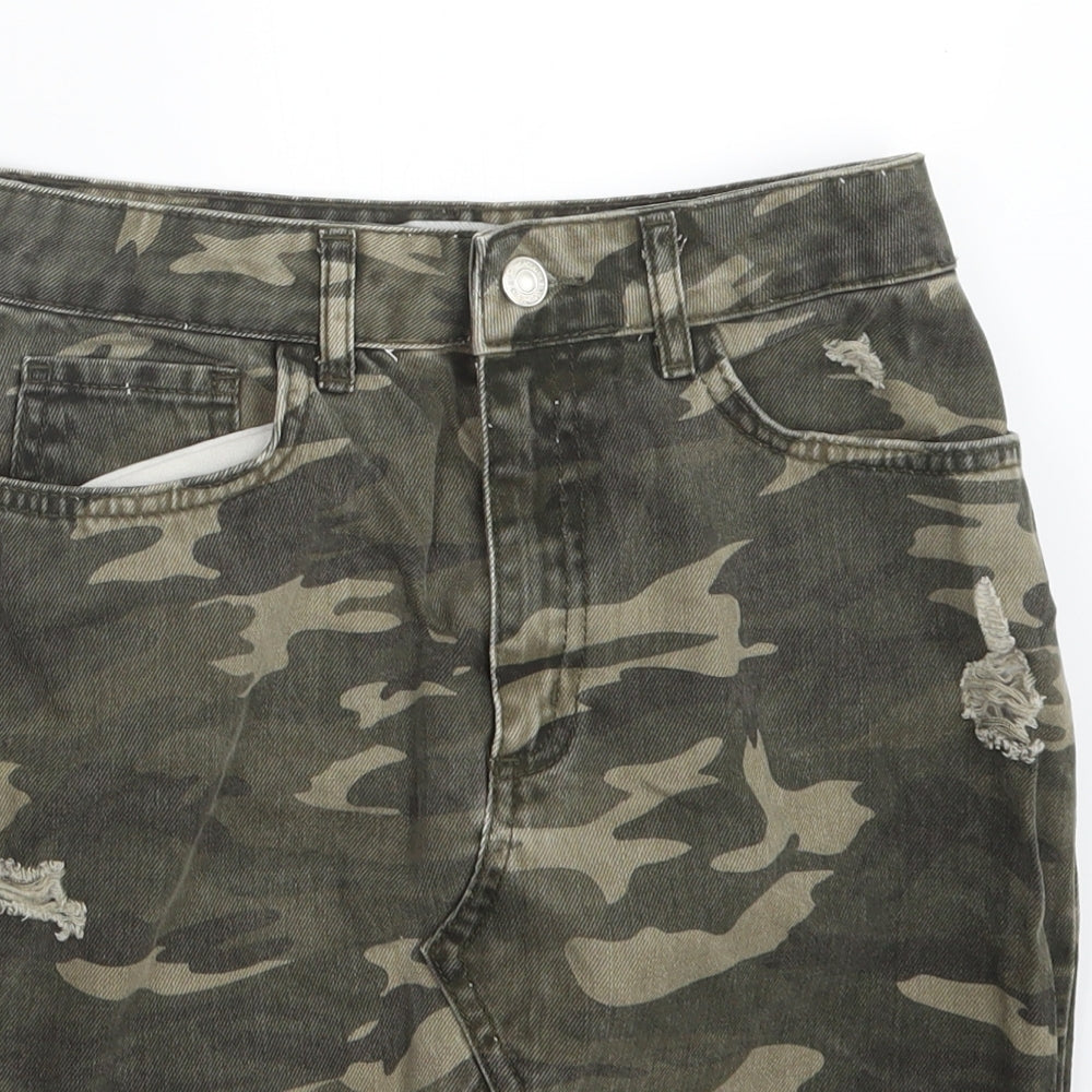 New Look Girls Green Camouflage Denim Straight & Pencil Skirt Size 13 Years
