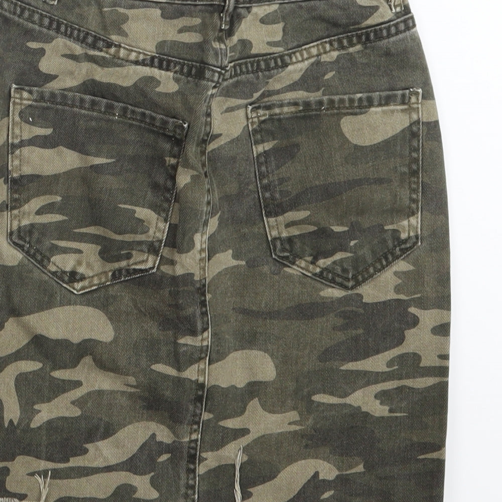New Look Girls Green Camouflage Denim Straight & Pencil Skirt Size 13 Years