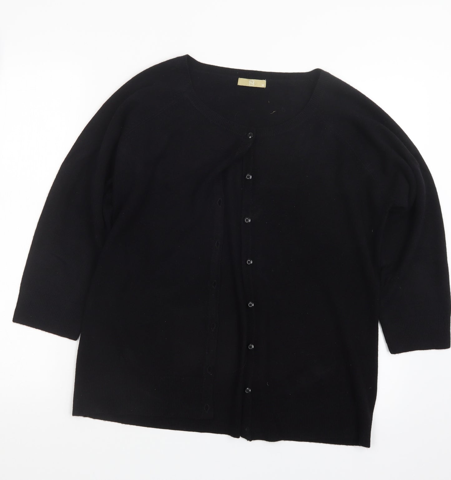 TU Womens Black  Knit Cardigan Jumper Size 16