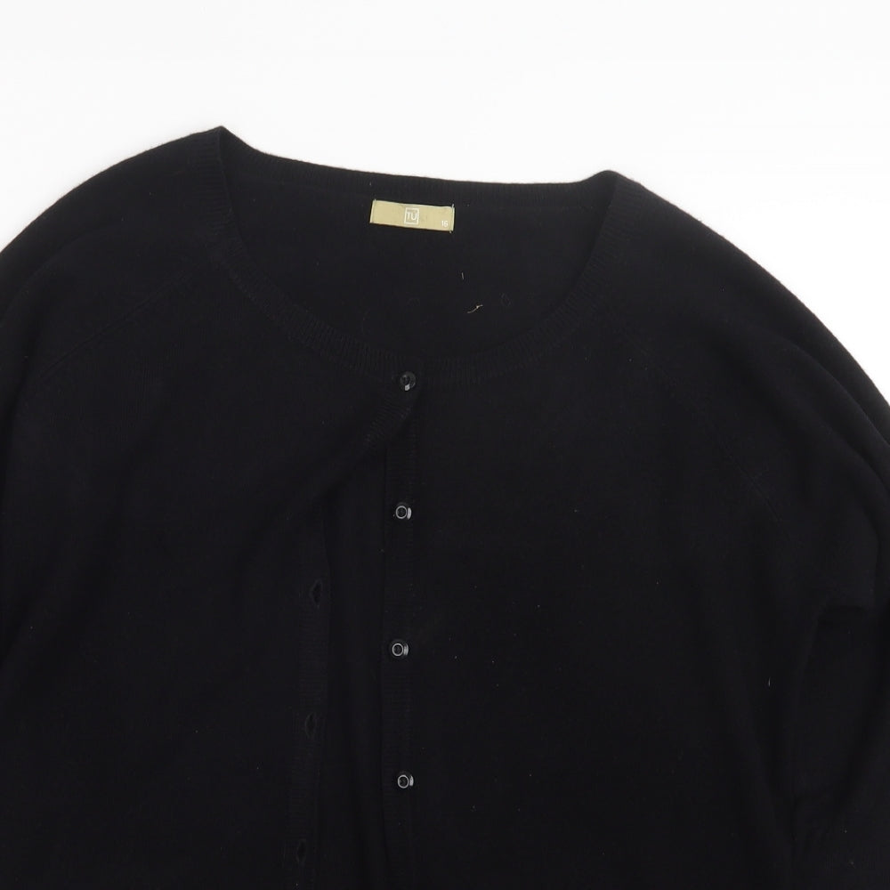 TU Womens Black  Knit Cardigan Jumper Size 16