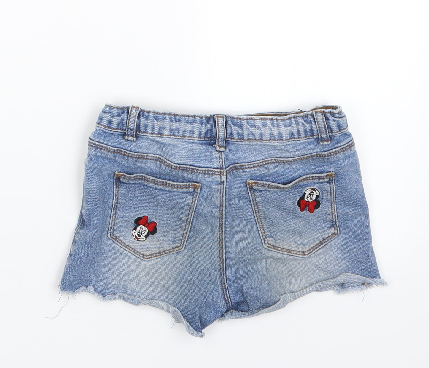 Primark Girls Blue  Denim Boyfriend Shorts Size 6-7 Years - Minnie Mouse