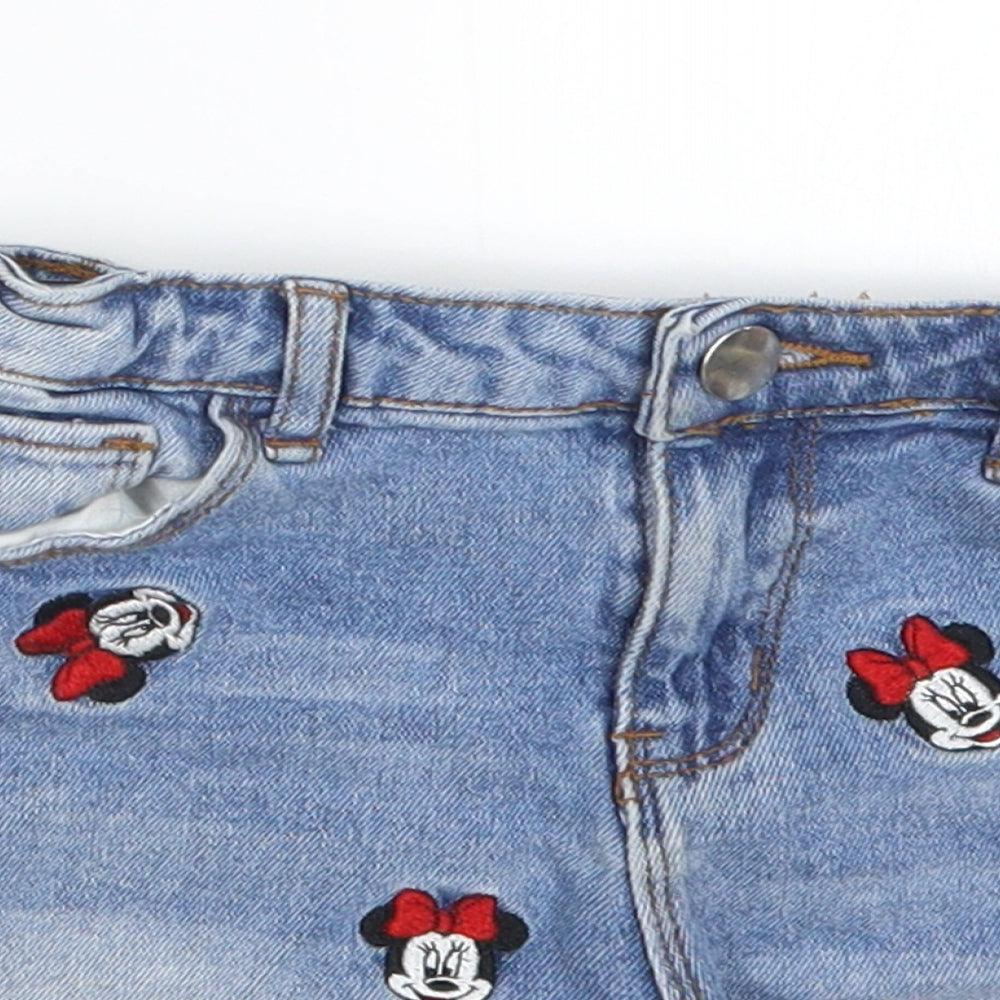 Primark Girls Blue  Denim Boyfriend Shorts Size 6-7 Years - Minnie Mouse