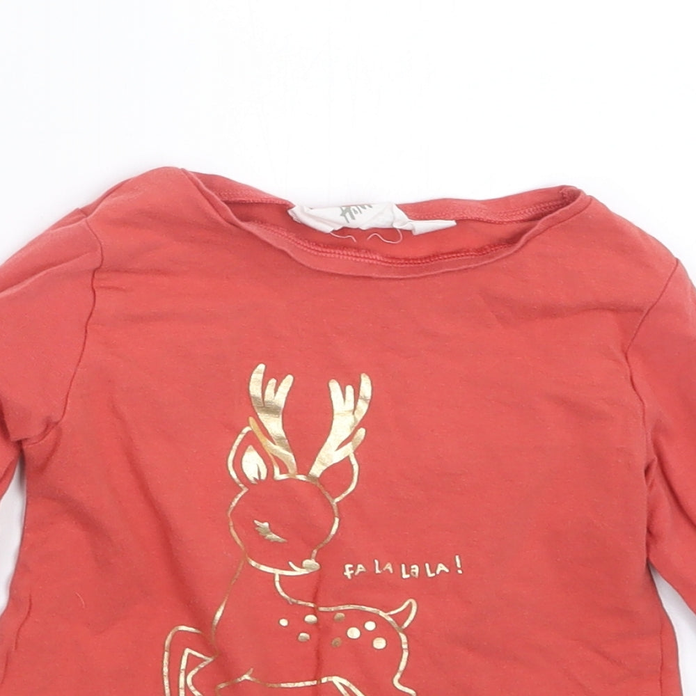 H&M Girls Orange   Basic T-Shirt Size 2-3 Years  - Christmas