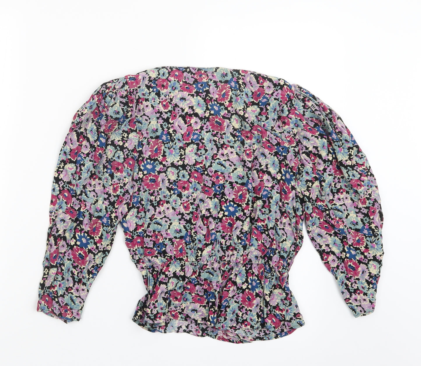 Pull&Bear Womens Pink Floral  Cropped T-Shirt Size S