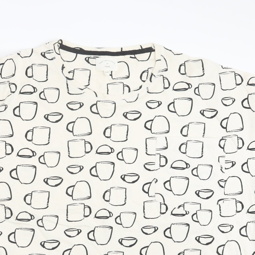 NEXT Womens Ivory Geometric  Top Pyjama Top Size XL