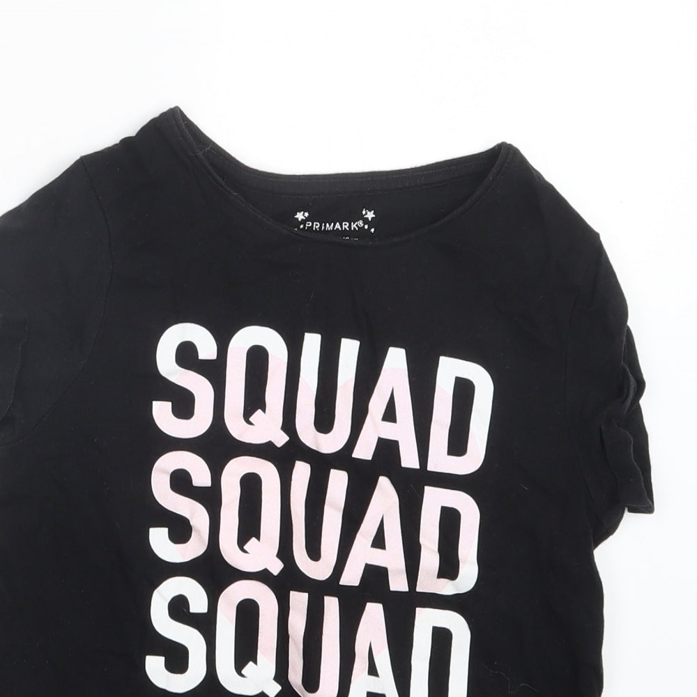 Primark Girls Black   Basic T-Shirt Size 10-11 Years