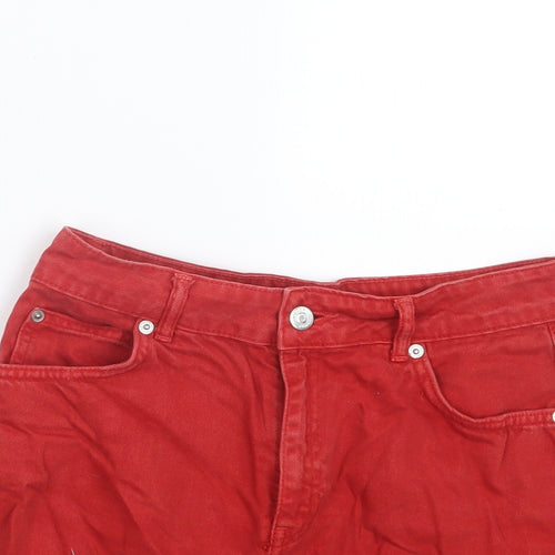 Topshop Womens Red  Denim Straight & Pencil Skirt Size 10