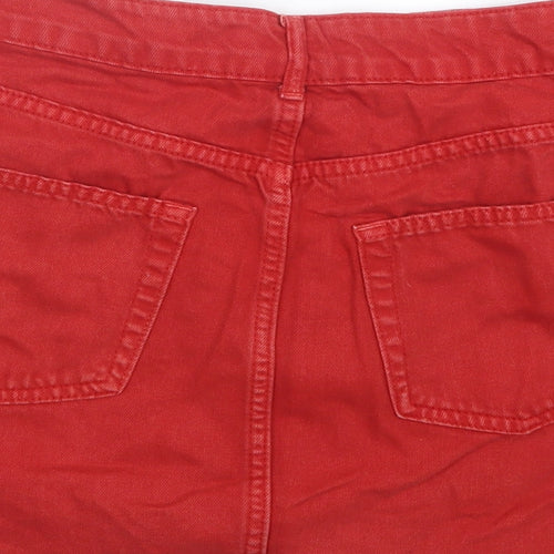 Topshop Womens Red  Denim Straight & Pencil Skirt Size 10