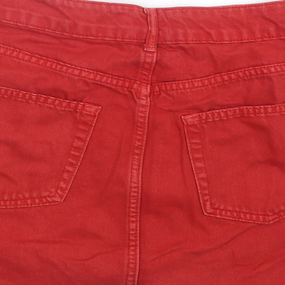 Topshop Womens Red  Denim Straight & Pencil Skirt Size 10