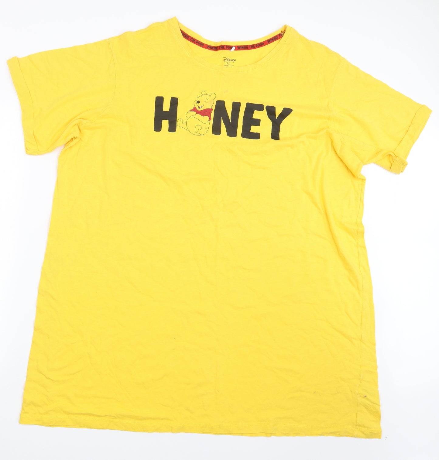 Primark Womens Yellow   Basic T-Shirt Size 22  - Winnie the Pooh