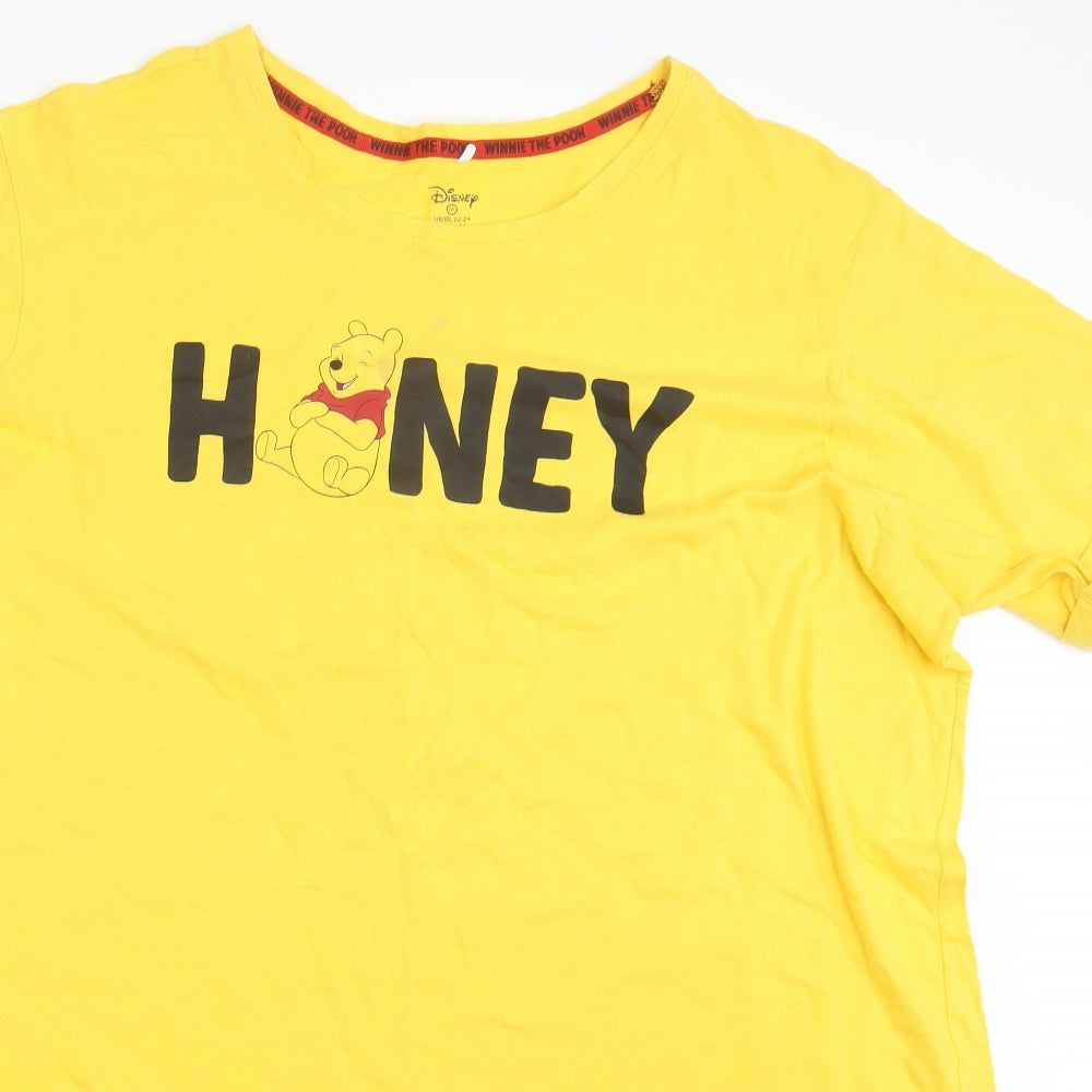 Primark Womens Yellow   Basic T-Shirt Size 22  - Winnie the Pooh