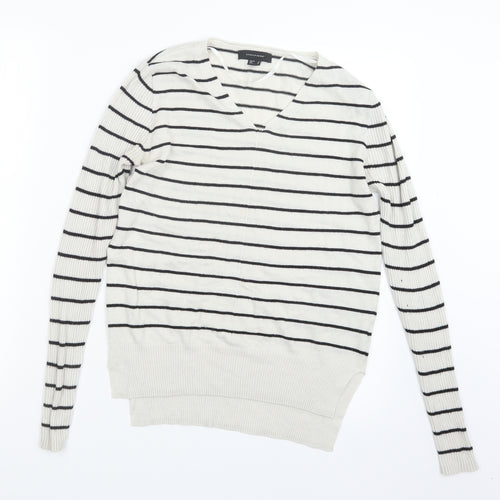 Atmosphere Womens White Striped Knit Pullover Jumper Size 8