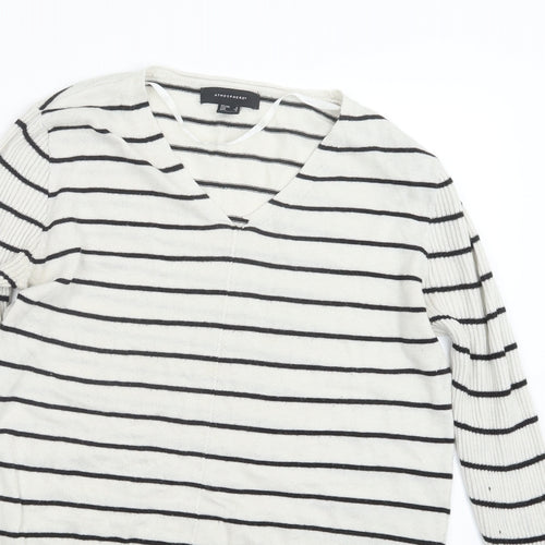 Atmosphere Womens White Striped Knit Pullover Jumper Size 8