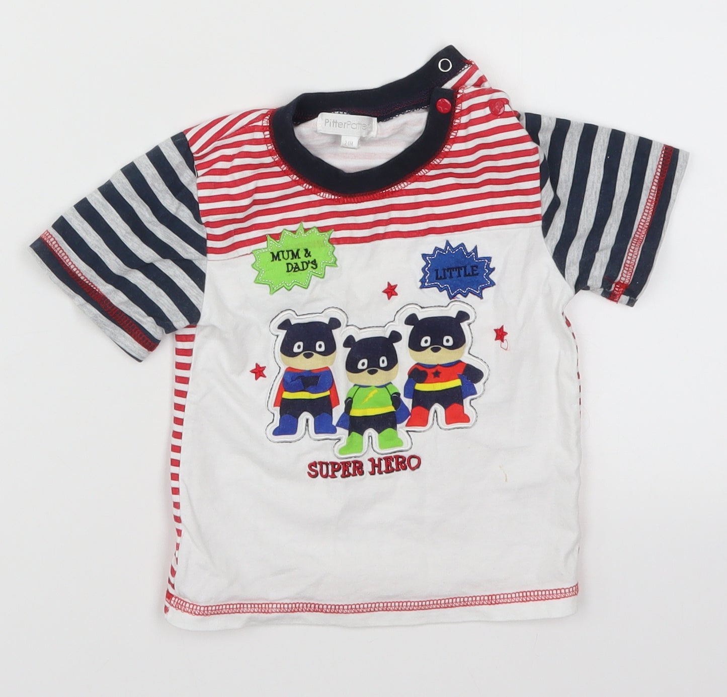 Pitter Patter Boys Multicoloured Striped  Basic T-Shirt Size 2 Years  - Mum & Dads Little Super Hero