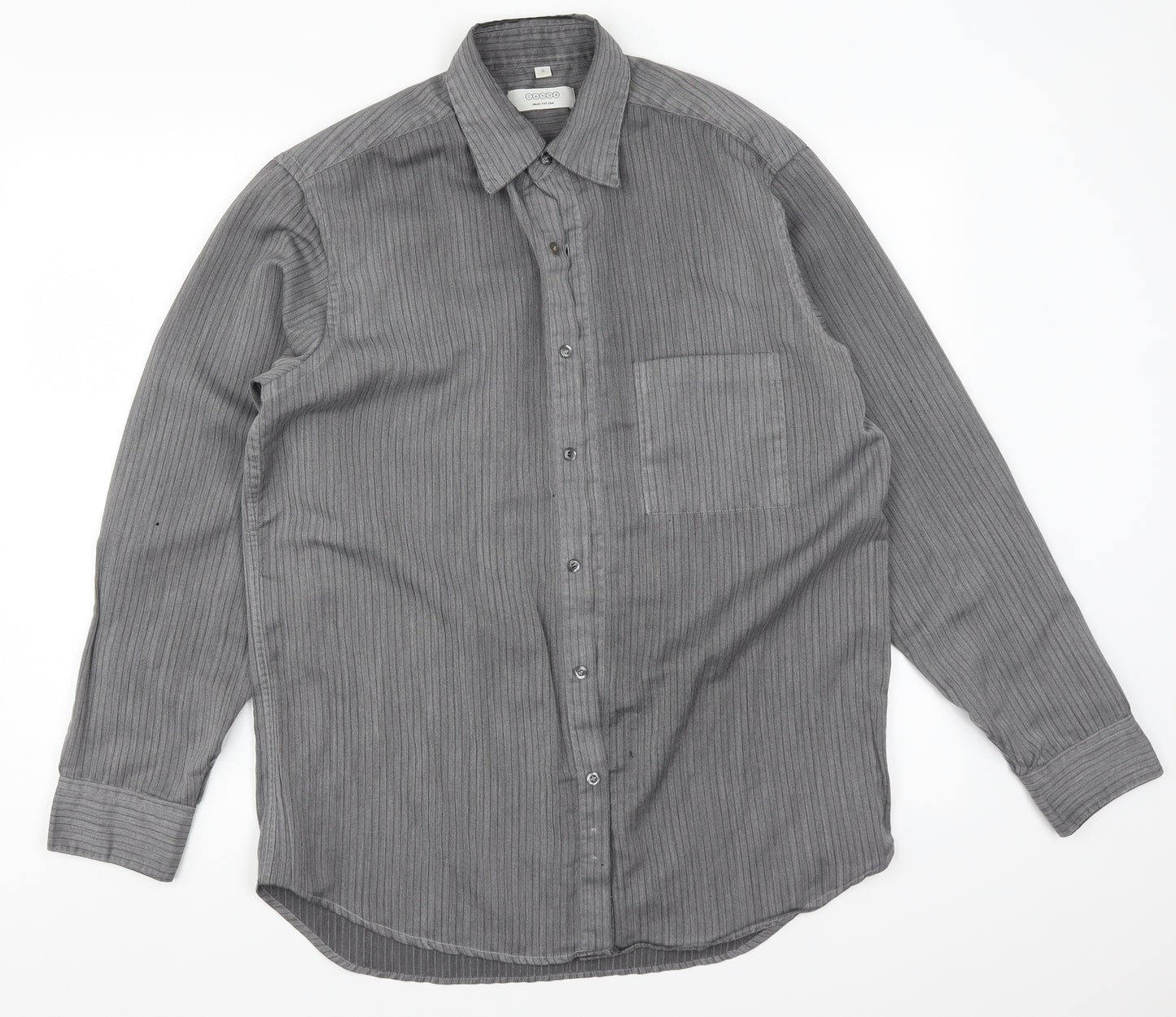 C&A Mens Grey Striped   Button-Up Size S