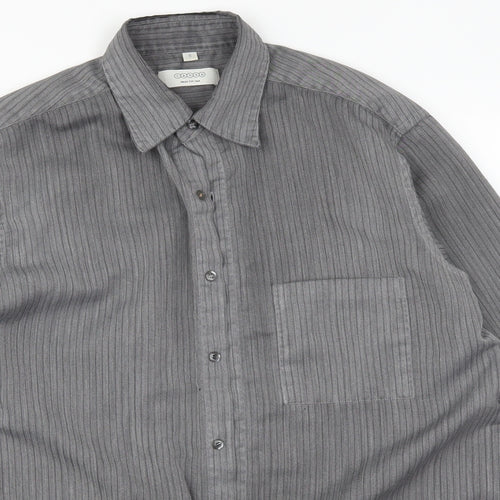 C&A Mens Grey Striped   Button-Up Size S