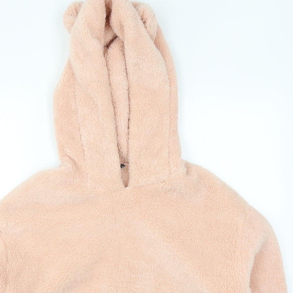 SheIn Womens Pink Solid  Top Pyjama Top Size L  - Ears on Hood