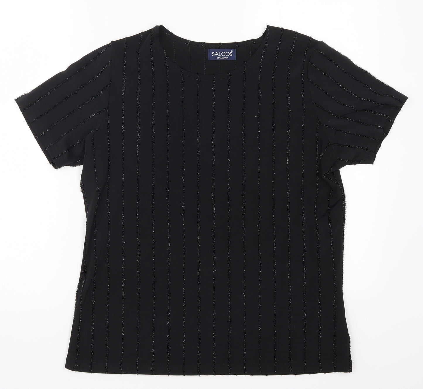 Saloos Womens Black Striped  Basic T-Shirt Size M