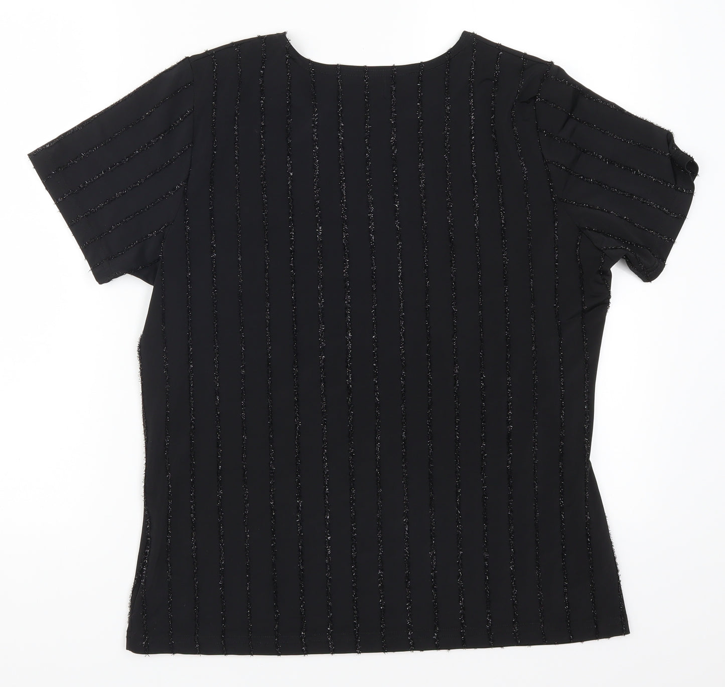 Saloos Womens Black Striped  Basic T-Shirt Size M