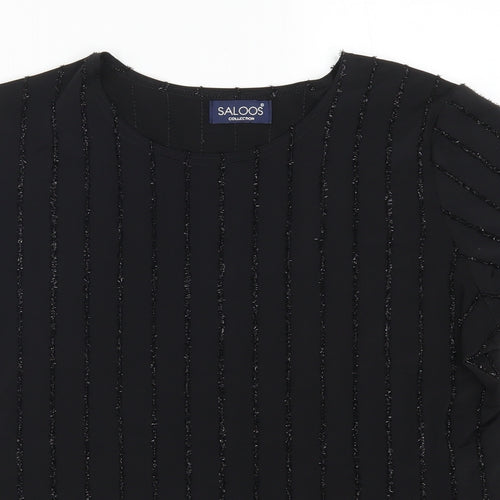 Saloos Womens Black Striped  Basic T-Shirt Size M