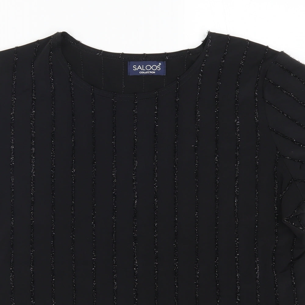 Saloos Womens Black Striped  Basic T-Shirt Size M