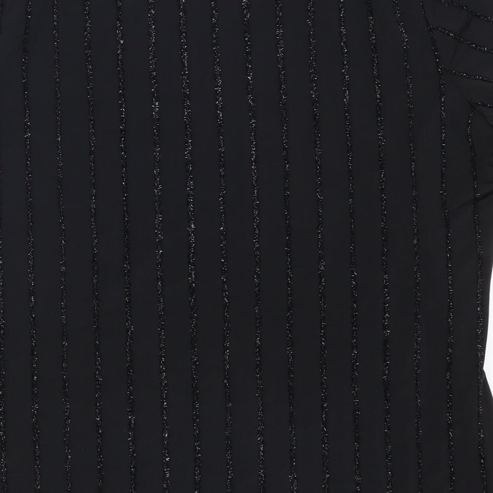 Saloos Womens Black Striped  Basic T-Shirt Size M