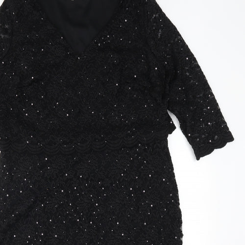Marks and Spencer Womens Black  Lace Pencil Dress  Size 20
