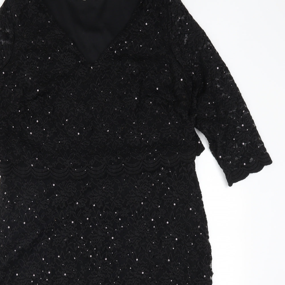 Marks and Spencer Womens Black  Lace Pencil Dress  Size 20