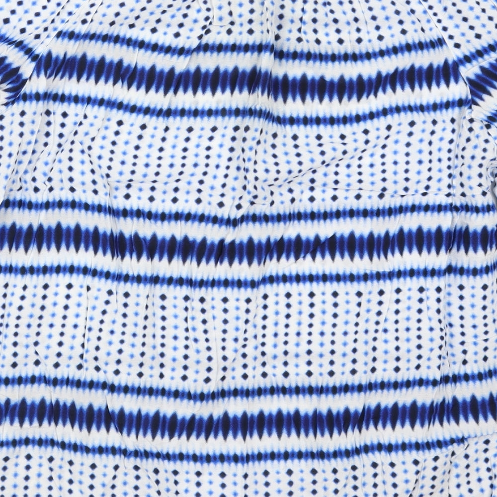 NEXT Womens Blue Geometric  Basic T-Shirt Size 16