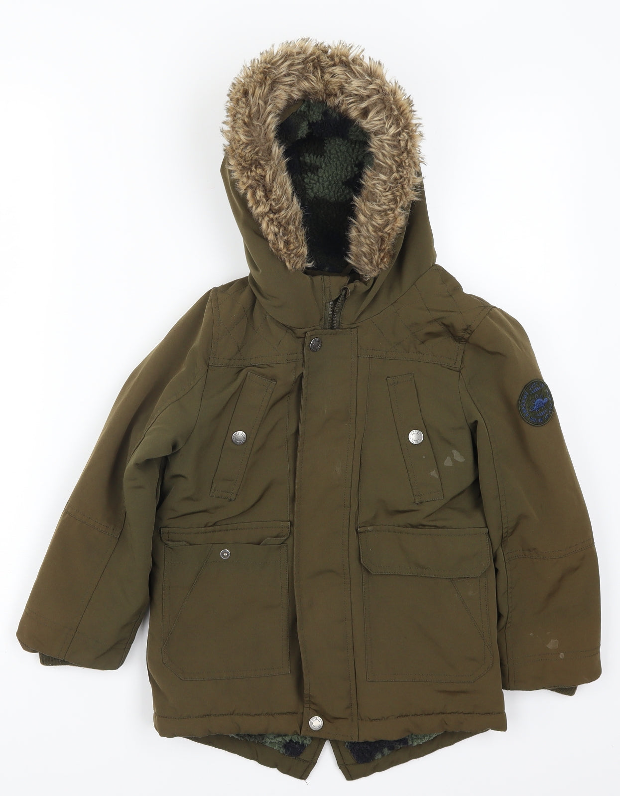 George Boys Green   Parka Coat Size 5-6 Years