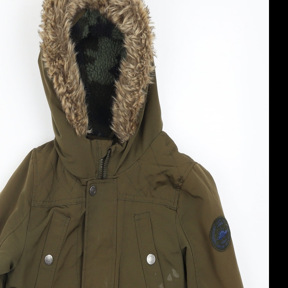 George Boys Green   Parka Coat Size 5-6 Years