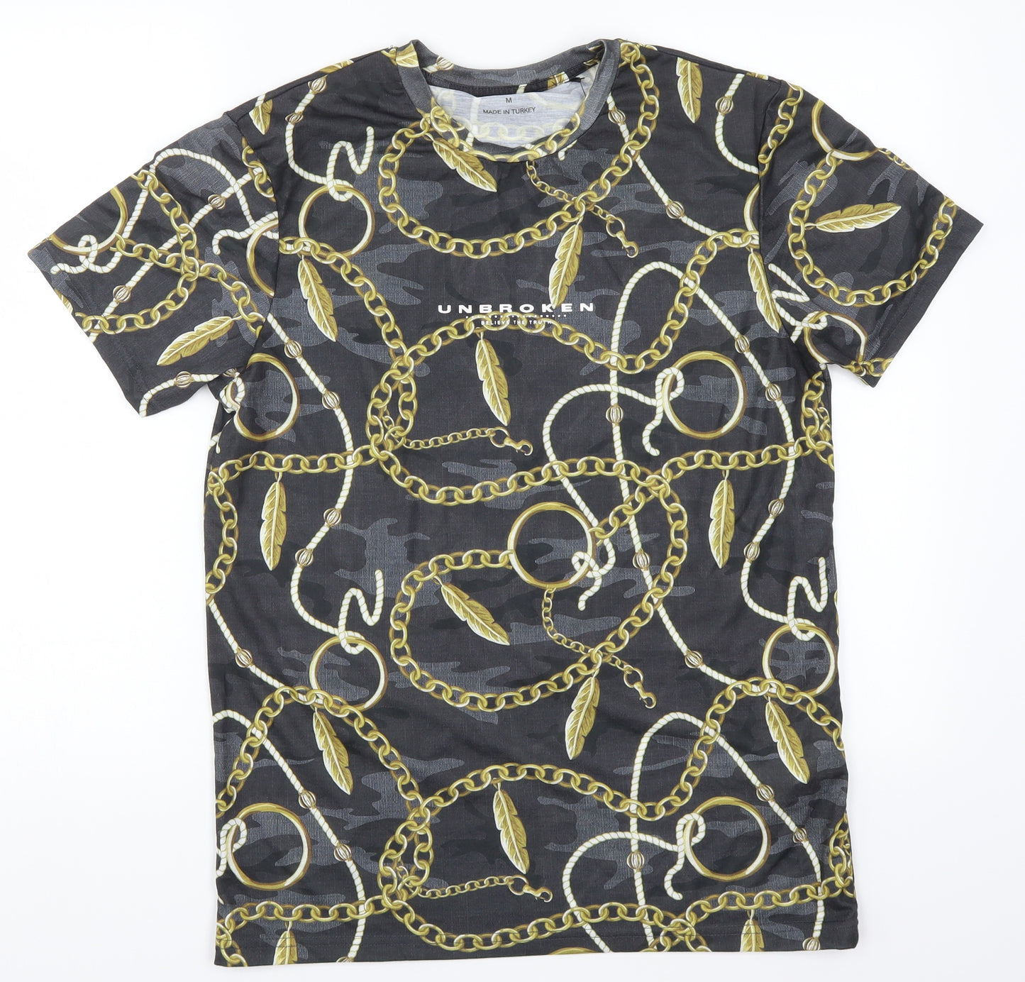 Primark Mens Grey    T-Shirt Size M  - Chain Print