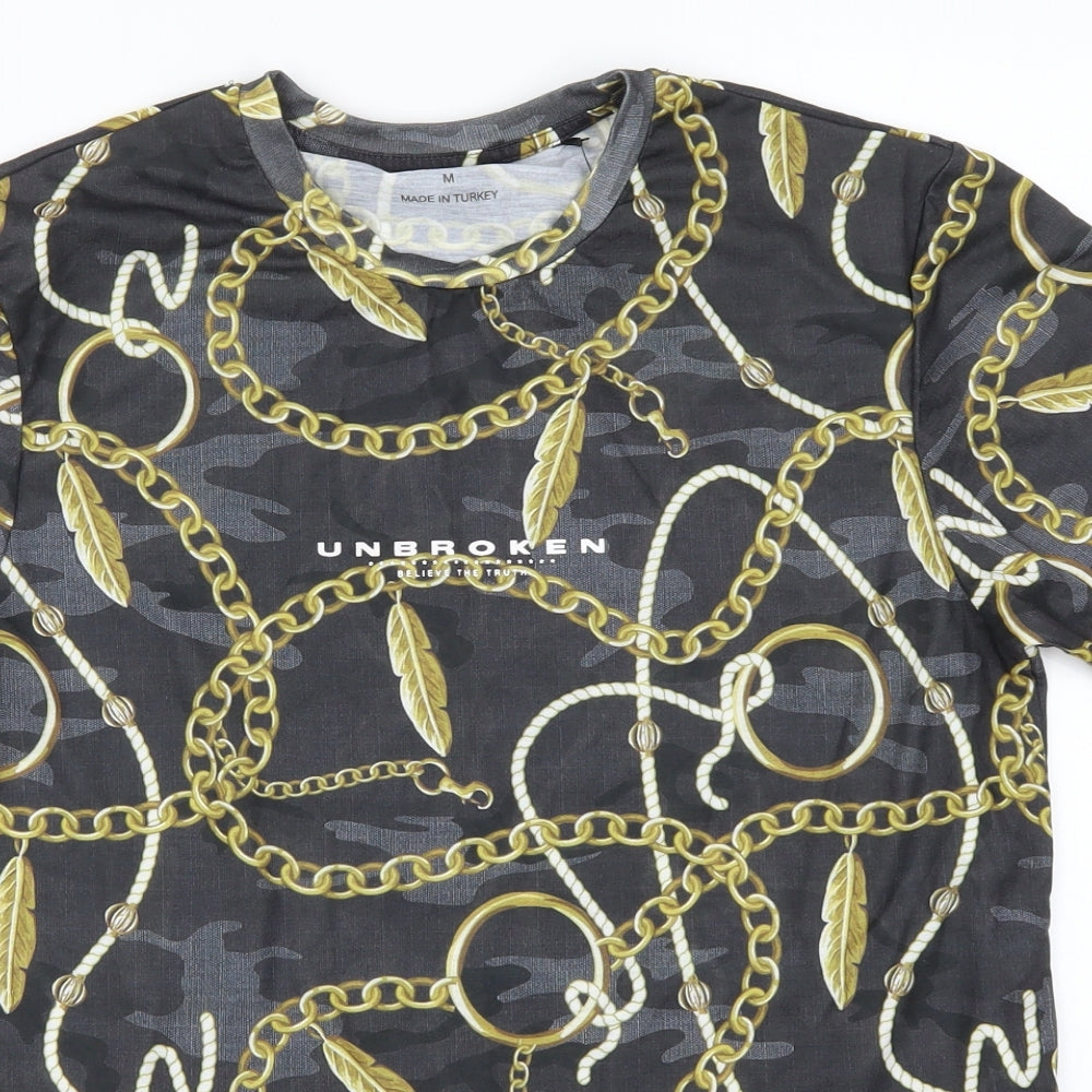 Primark Mens Grey    T-Shirt Size M  - Chain Print