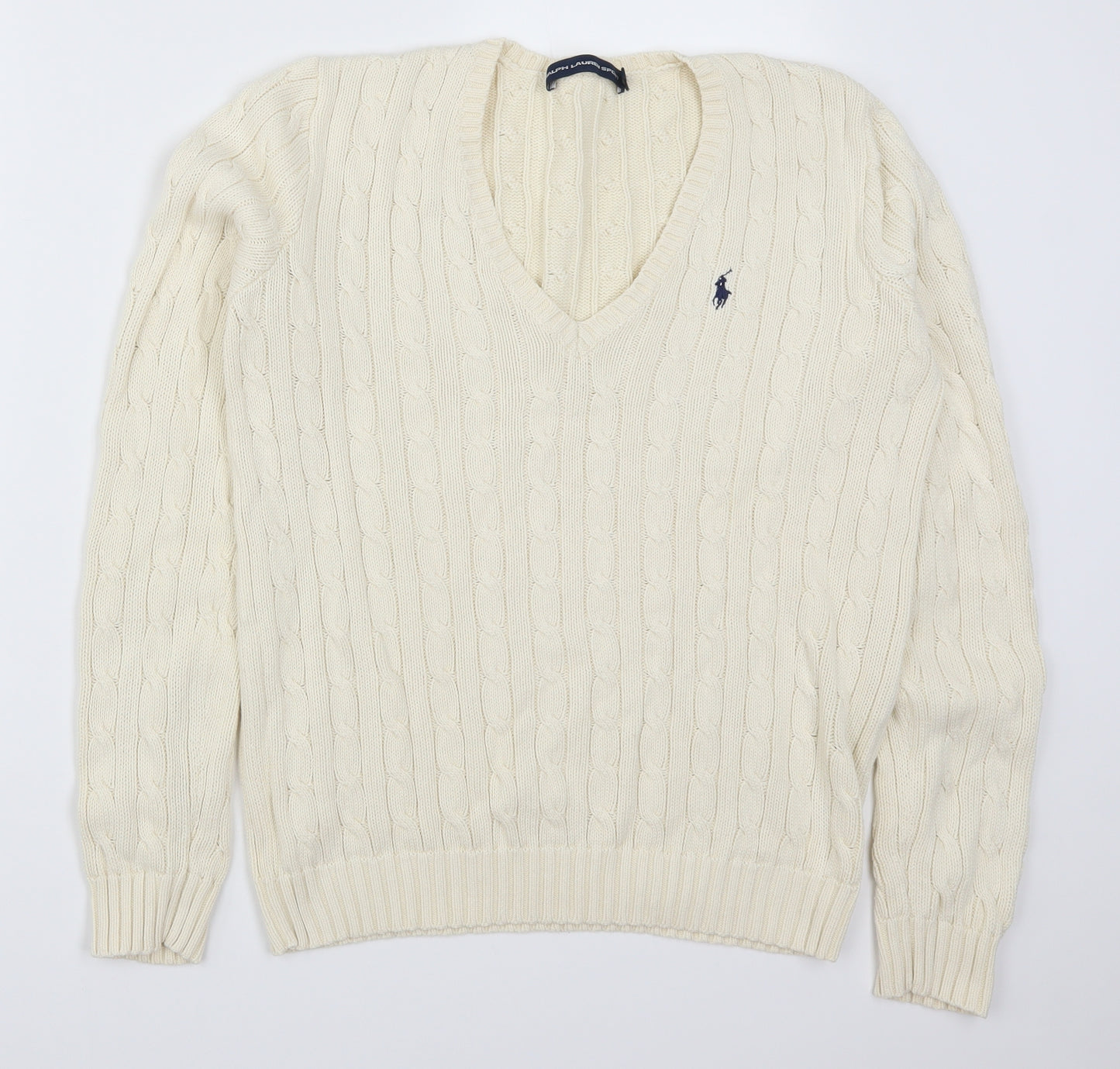 Ralph Lauren Mens Ivory  Knit Pullover Jumper Size L  - Cream Colour