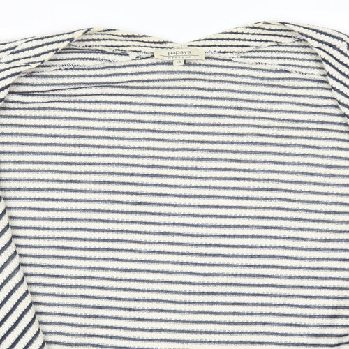 Papaya Womens Blue Striped  Cardigan Jumper Size 14