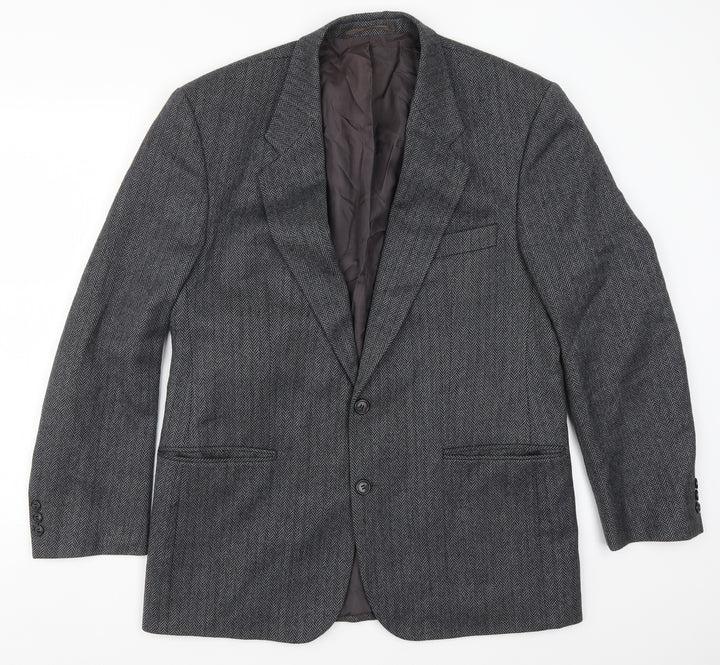 David Kerr Mens Green Herringbone  Jacket Suit Jacket Size 42