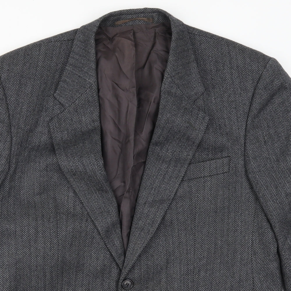 David Kerr Mens Green Herringbone  Jacket Suit Jacket Size 42