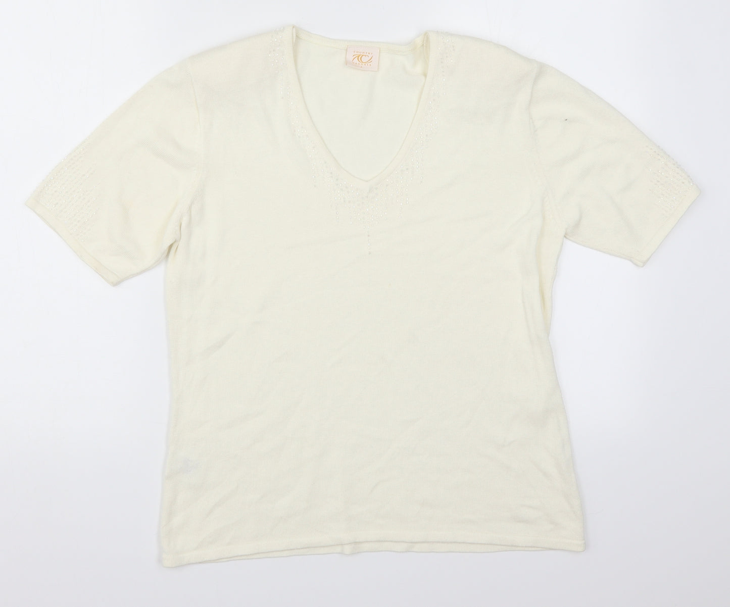 Country Casuals Womens Ivory   Basic T-Shirt Size L