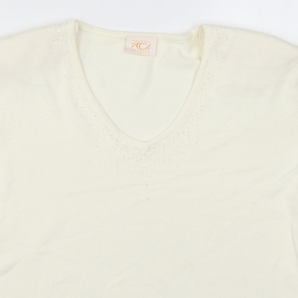 Country Casuals Womens Ivory   Basic T-Shirt Size L