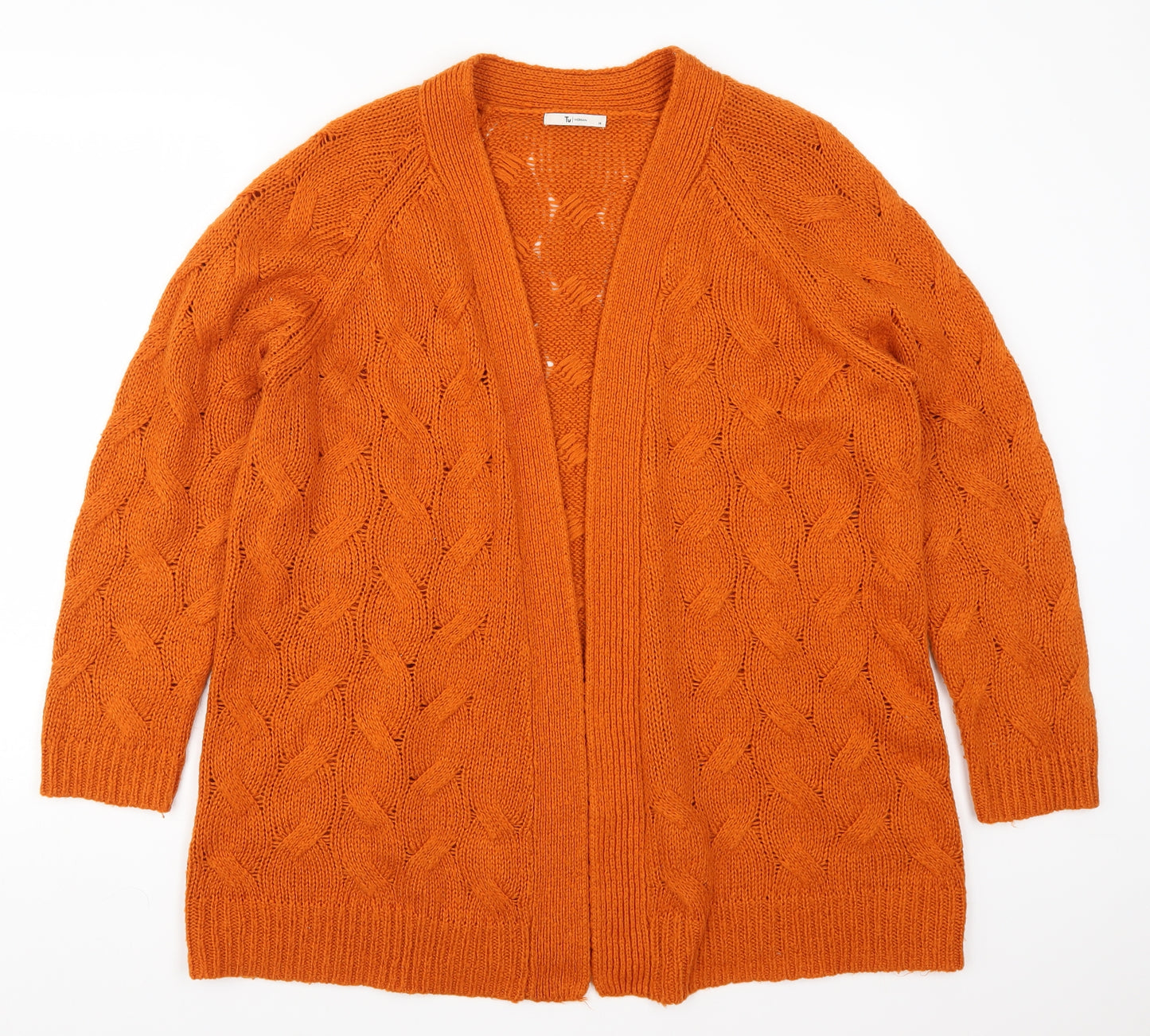 TU Womens Orange  Knit Cardigan Jumper Size 14