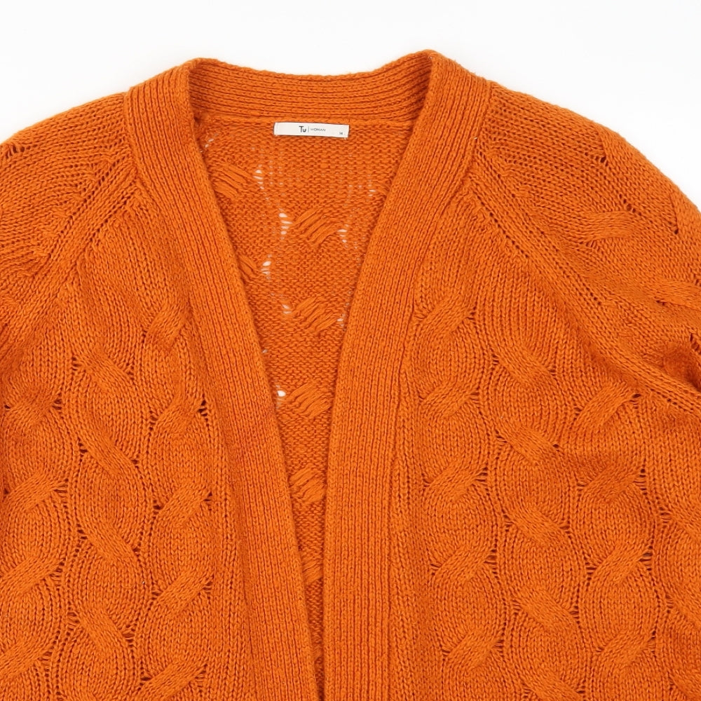 TU Womens Orange  Knit Cardigan Jumper Size 14