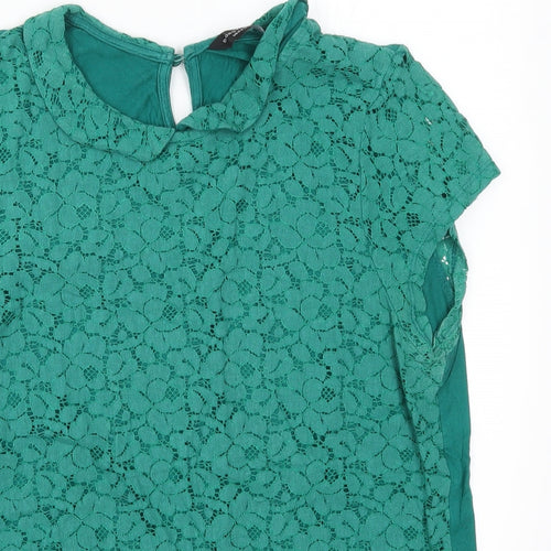 Dorothy Perkins Womens Green  Lace Basic T-Shirt Size 16