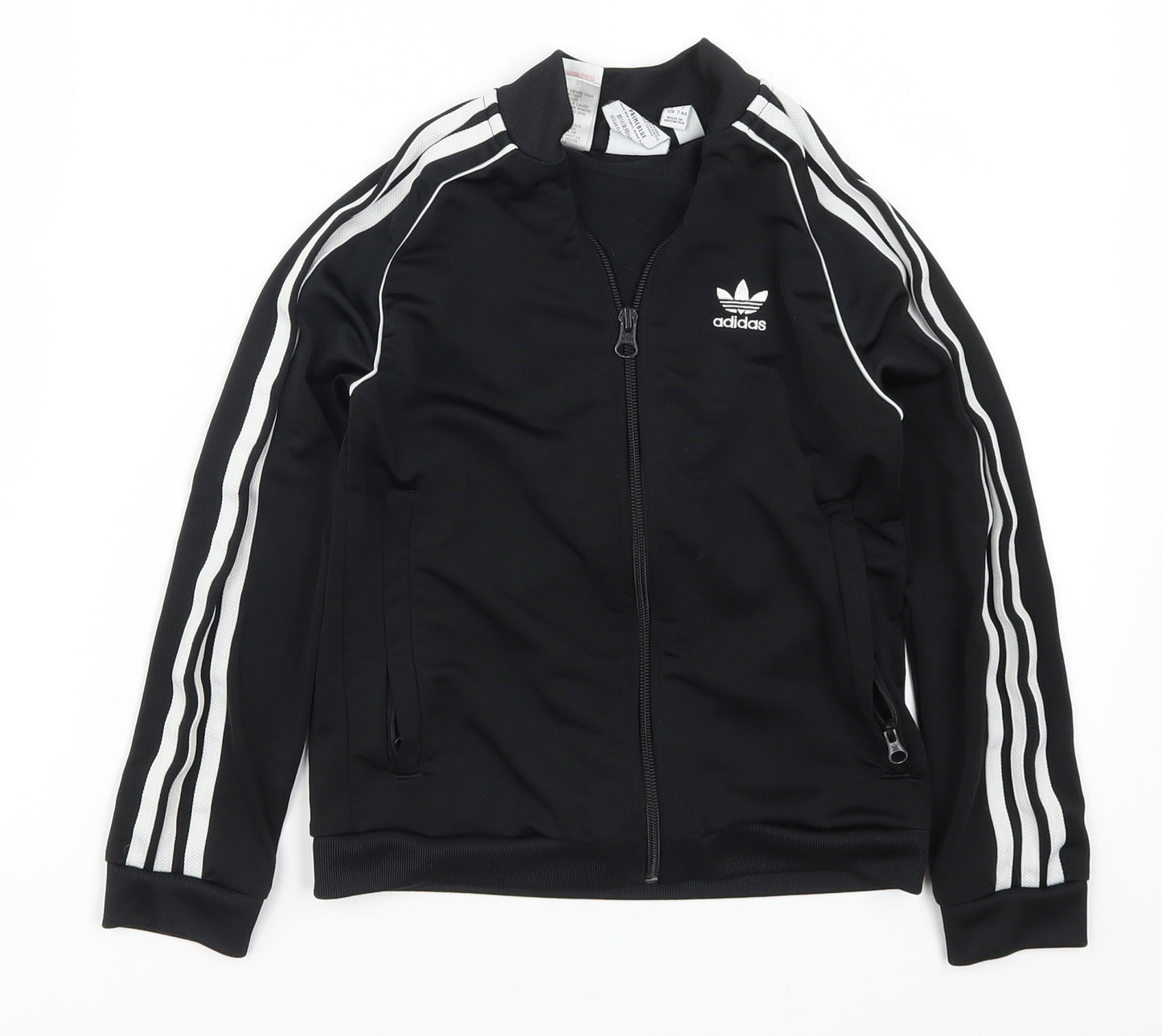 adidas Boys Black Striped  Full Zip Sweatshirt Size 7-8 Years