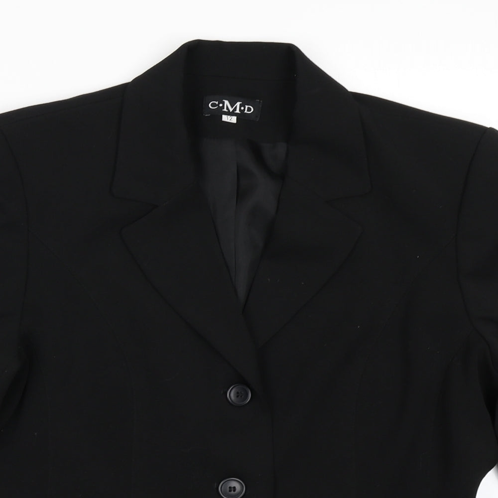 C.M.D Womens Black   Jacket Blazer Size 12