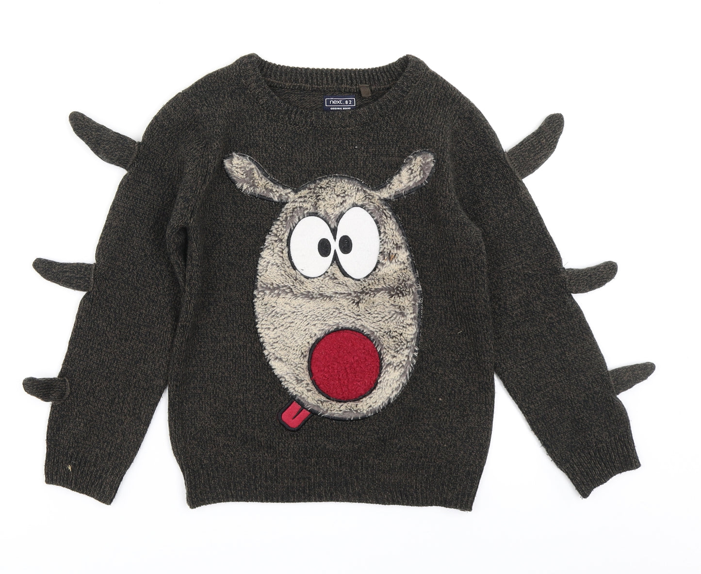 NEXT Boys Brown  Knit Pullover Jumper Size 7 Years  - Christmas Rudolph