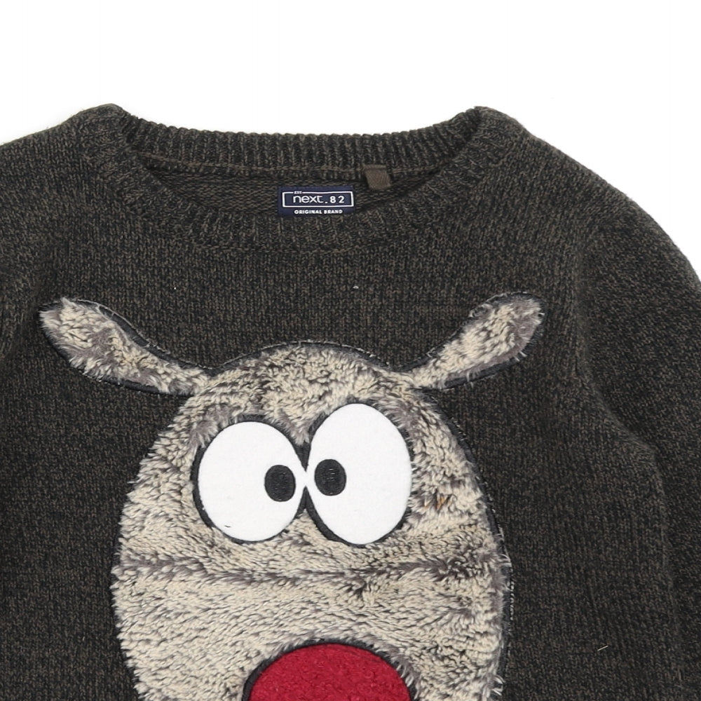 NEXT Boys Brown  Knit Pullover Jumper Size 7 Years  - Christmas Rudolph