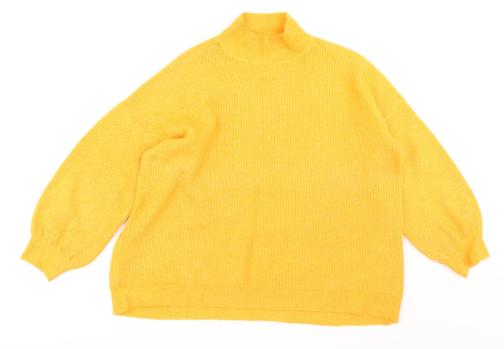 F&F Womens Yellow Knit Pullover Jumper Size 14
