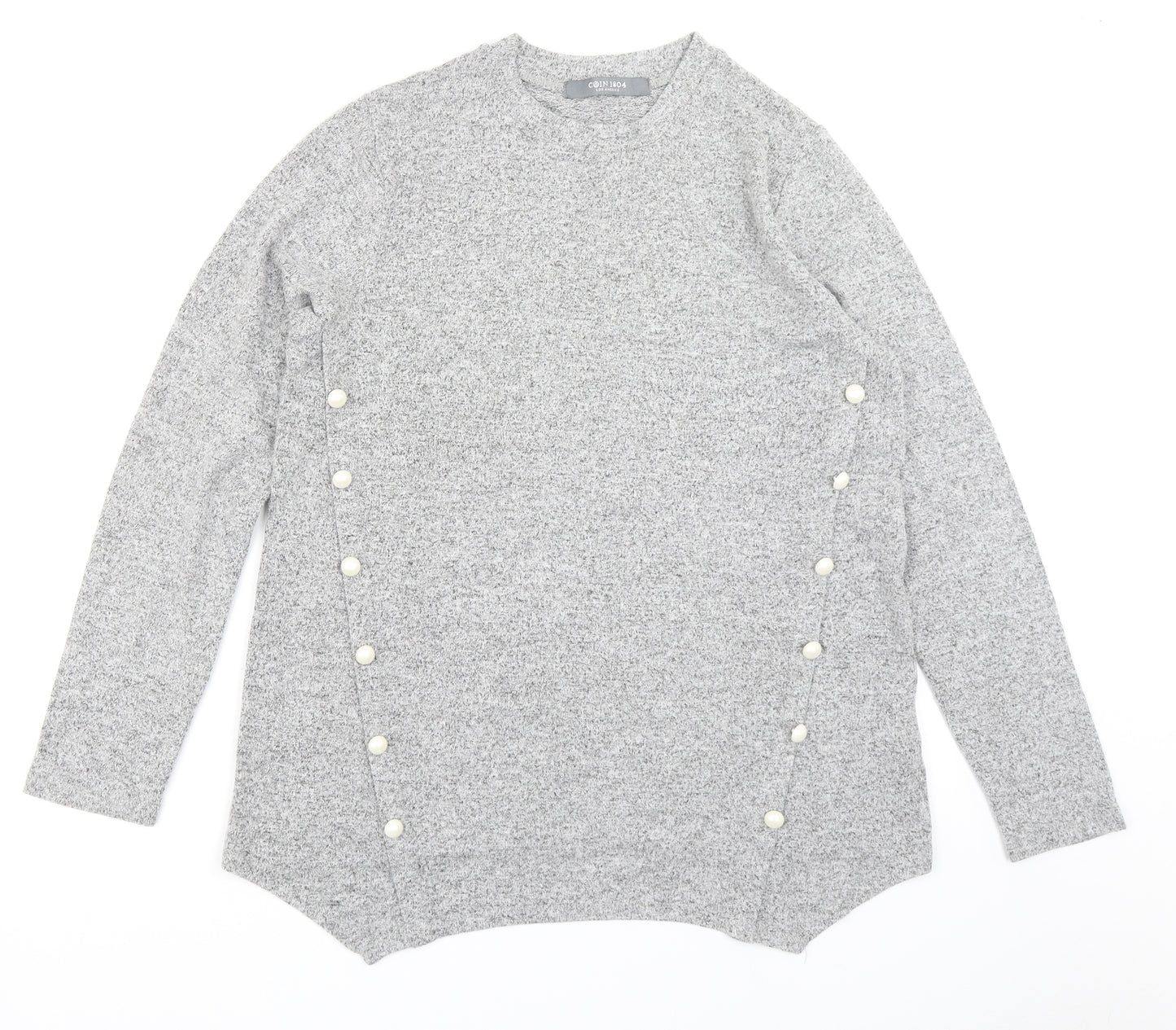 COIN 1804 Womens Grey  Knit Pullover Jumper Size M