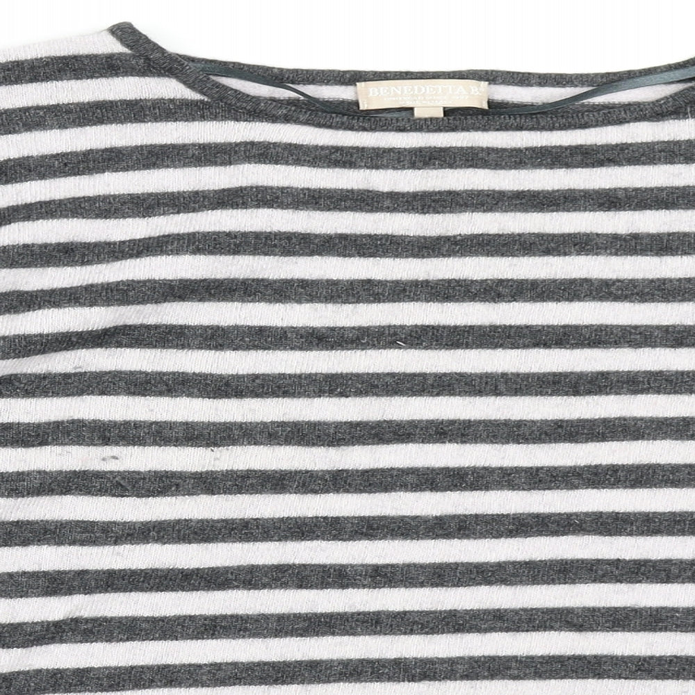 Benedetta B. Womens Grey Striped  Pullover Jumper Size L